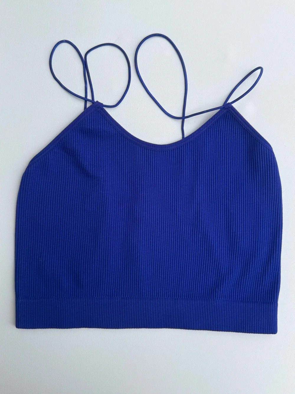 Zenana – Royal‎ Blue Ribbed Double-Strap Brami Crop